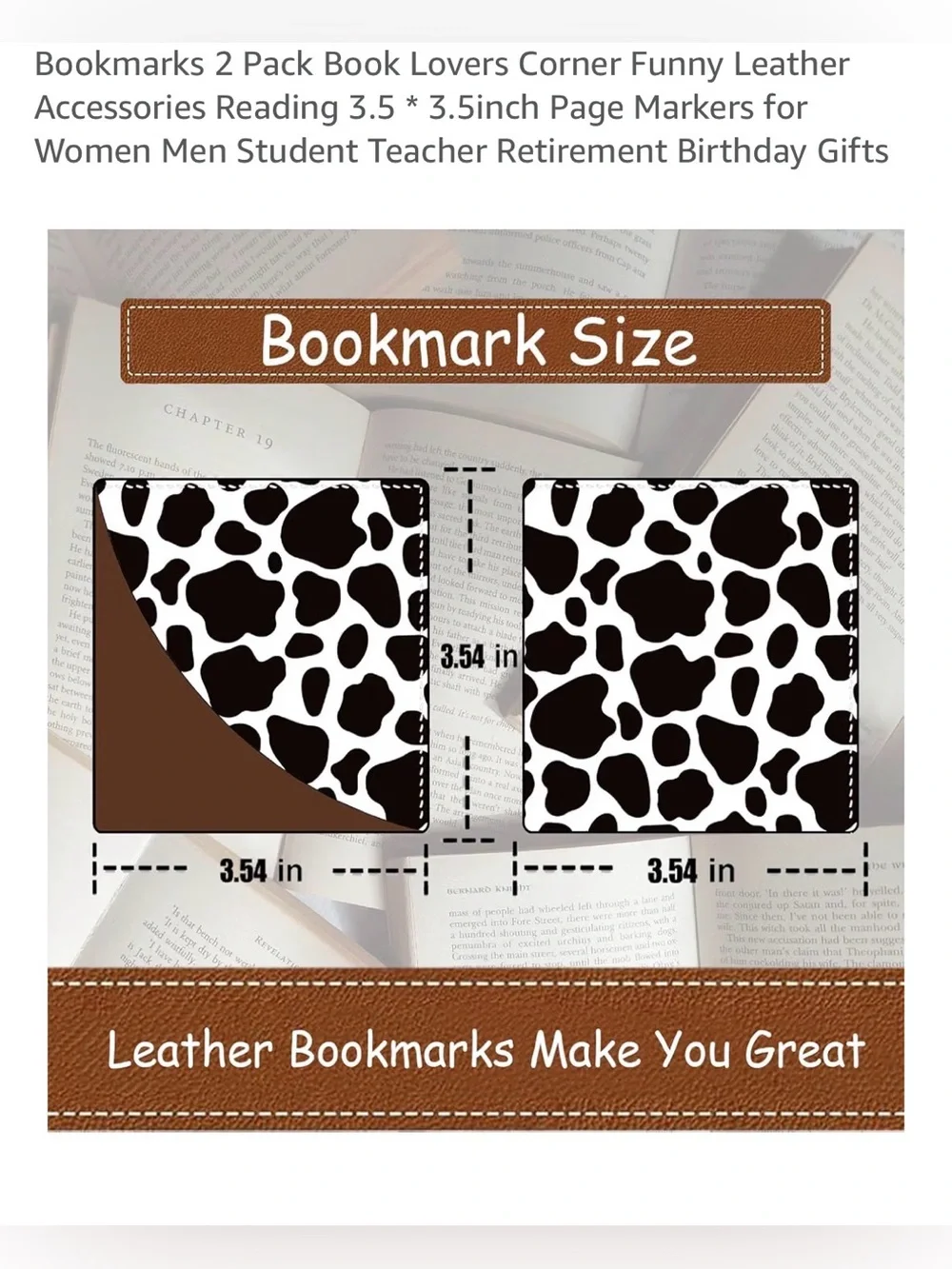 Black & White Cow Print Corner Bookmarks - 2 Pack